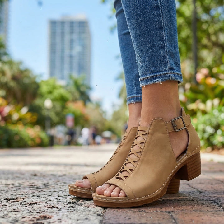 Sabrina | Open Toe Buckle Heels