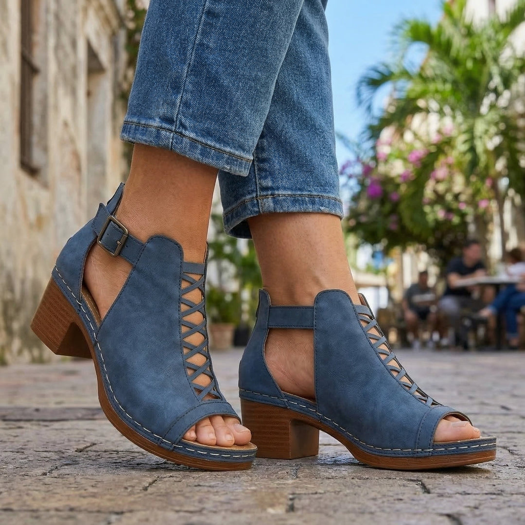 Sabrina | Open Toe Buckle Heels