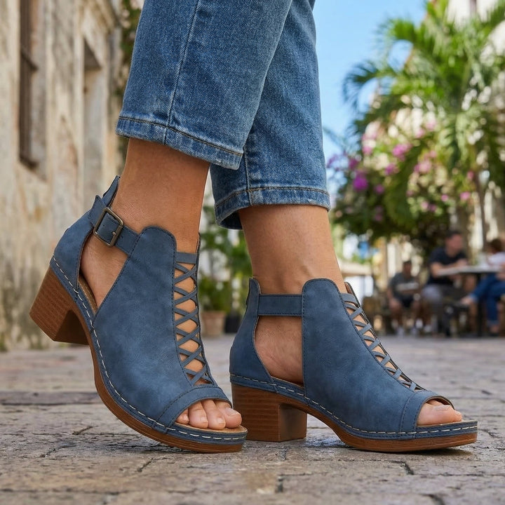 Sabrina | Open Toe Buckle Heels