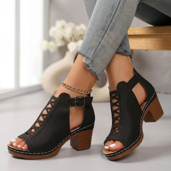 Sabrina | Open Toe Buckle Heels