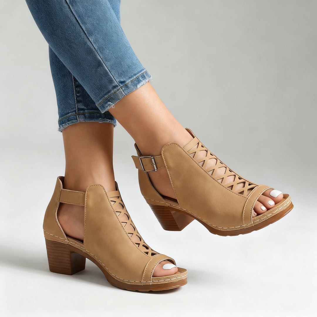 Sabrina | Open Toe Buckle Heels